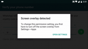 Screen overlay detected android