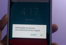 Unfortunately, the process com.android.phone has stopped