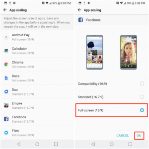 How to enable Fullscreen apps on the LG V30