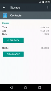 Clear Cache and Data of Apps related to Contacts: