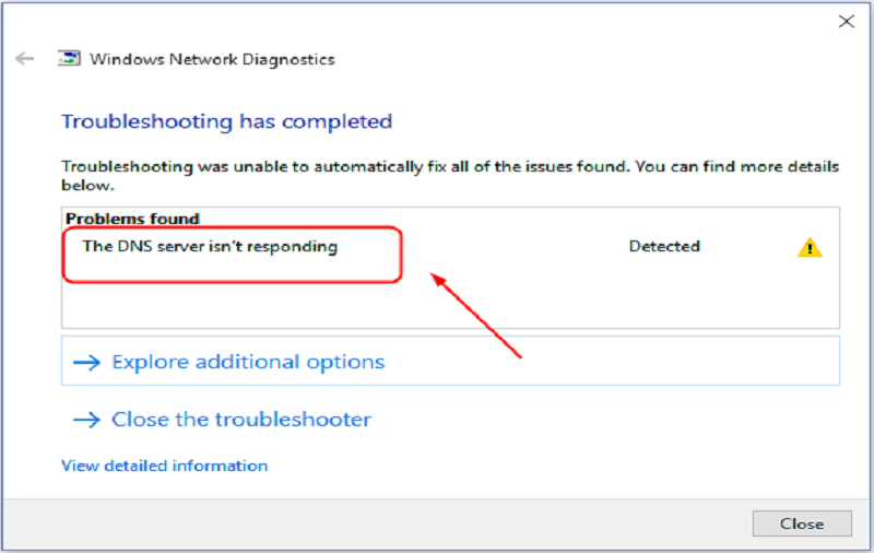 DNS server isn't responding