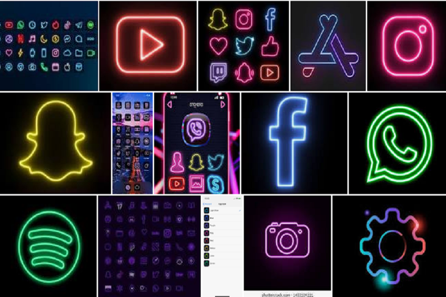 Neon app icons