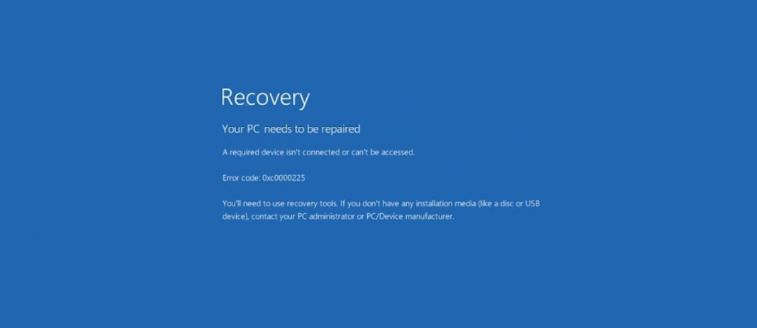 Error Code 0xc0000225 Error Code 0xc0000225